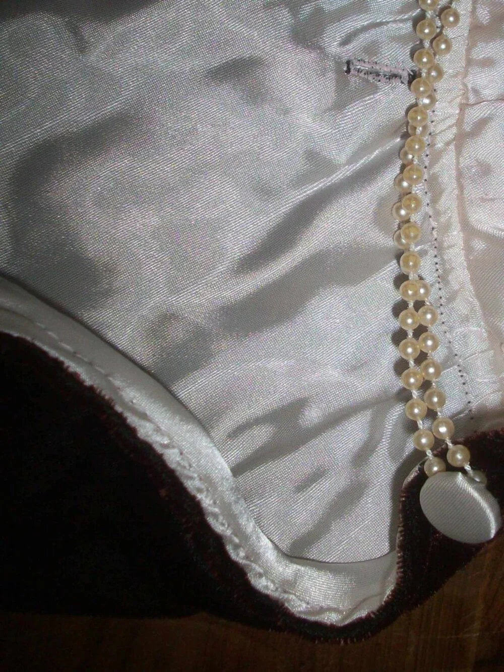 Gothic Large Doll Burgundy Velvet Satin Lined Cape w/ Pearl Closure 9.5